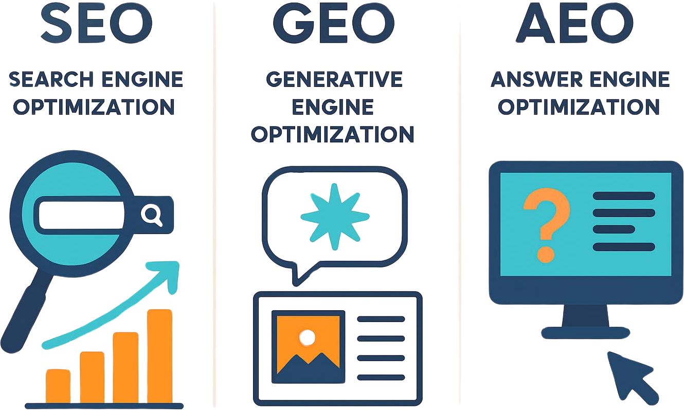 SEO vs GEO vs AEO search optimization guide