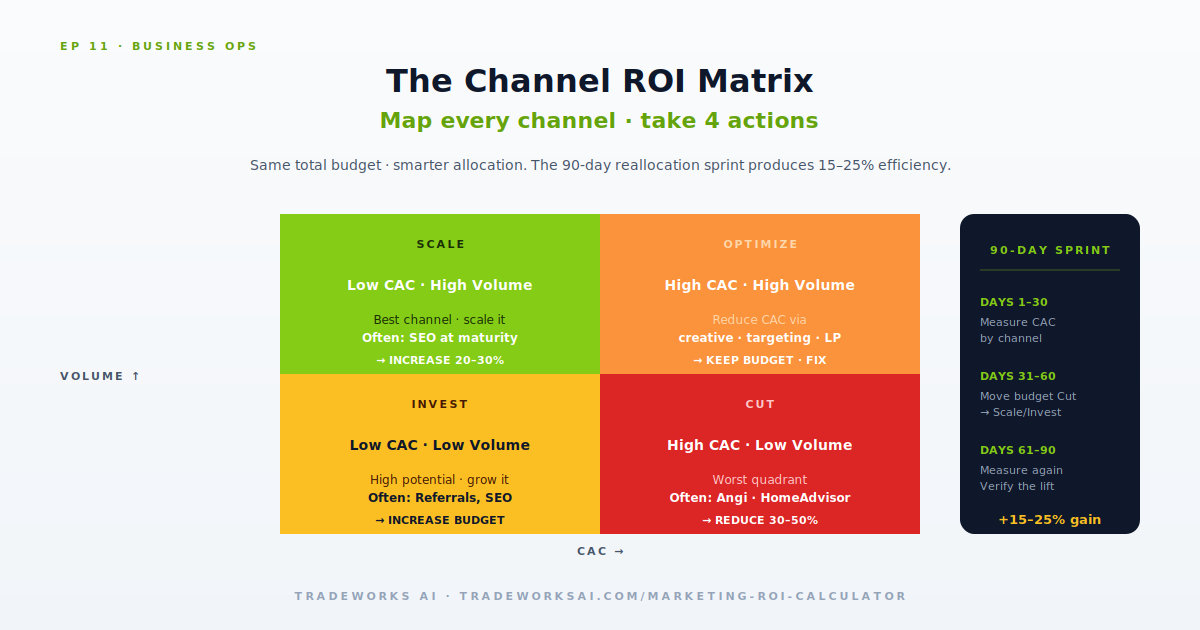 Contractor marketing ROI attribution model