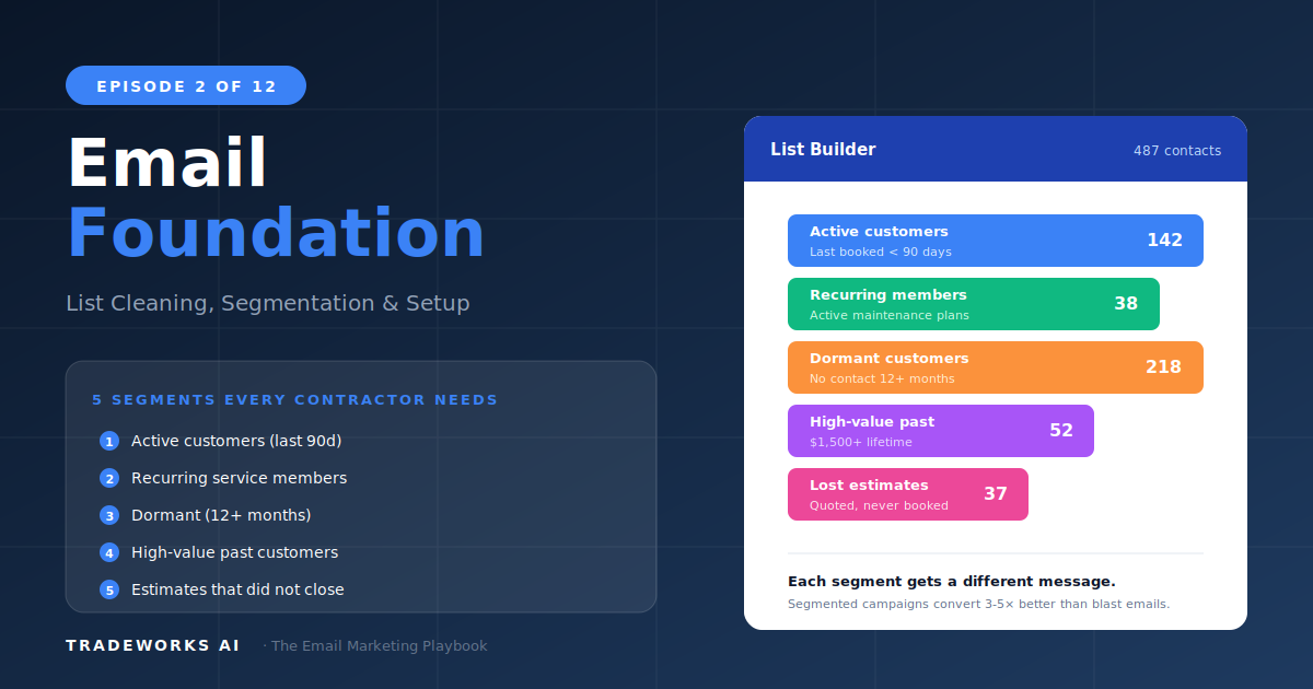 Contractor Email Foundation: List Cleaning, Segmentation, Setup