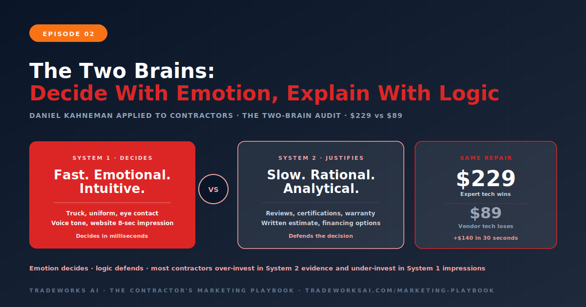 Two-brain contractor marketing System 1 System 2 model