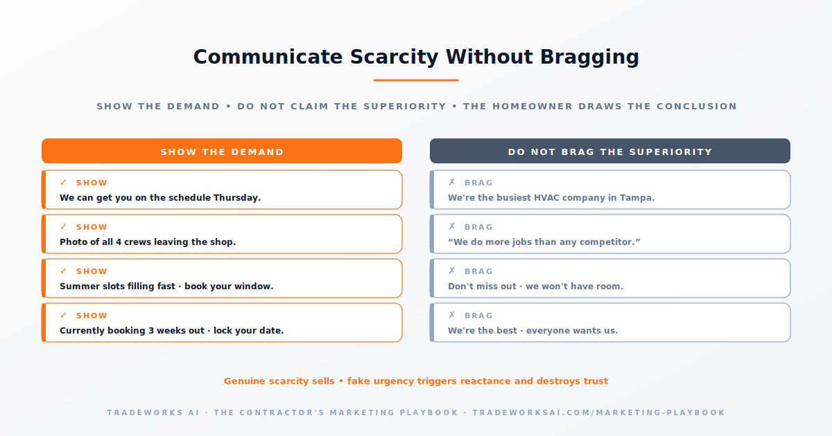 Scarcity premium positioning for contractors
